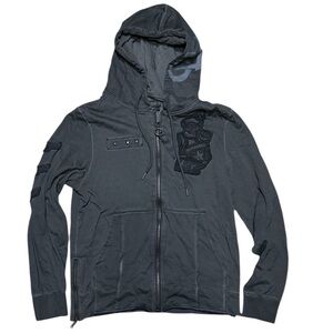 8IGHTH DSTRKT NWT Steadfast Hoodie Men’s M Charcoal Gray Black Patches Spec Ops